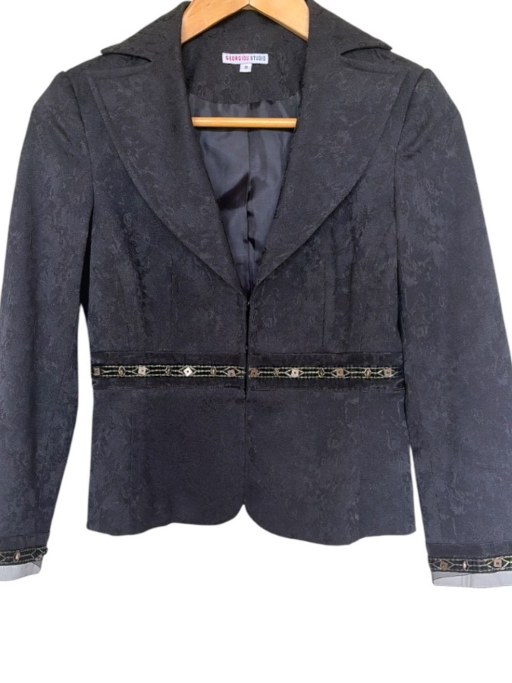 Georgiou Studio vintage y2k Black jacquard beaded jacket - Picture 3 of 17